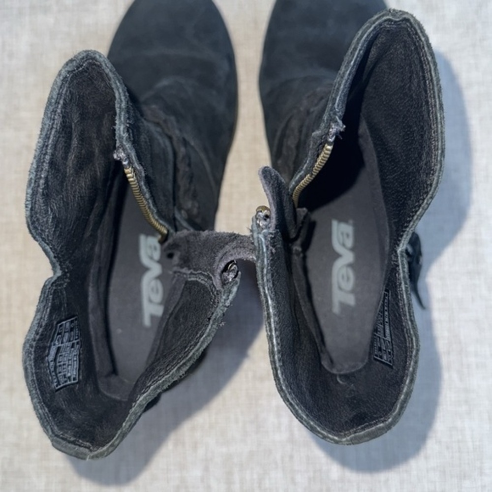 Teva De La Vina Waterproof Suede Black Side Zip Leather Ankle Boot‎ size 7 - Picture 11 of 11